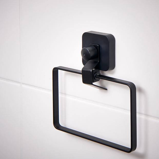 Casa INDUSTRY Doorsciugamano with suction cup black, H 17 x W 18 x D 5,7 cm