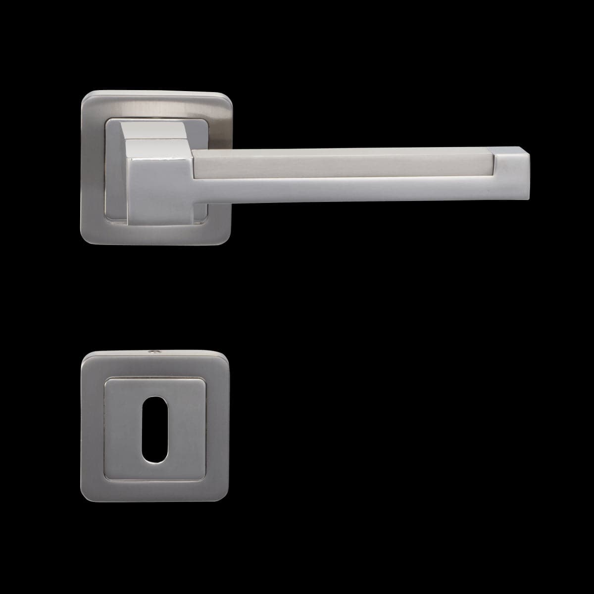 MEDUSA DOOR HANDLE WITH ROSETTE AND ESCUTCHEON IN SATIN NICKEL ZAMAK - best price from Maltashopper.com BR410004458