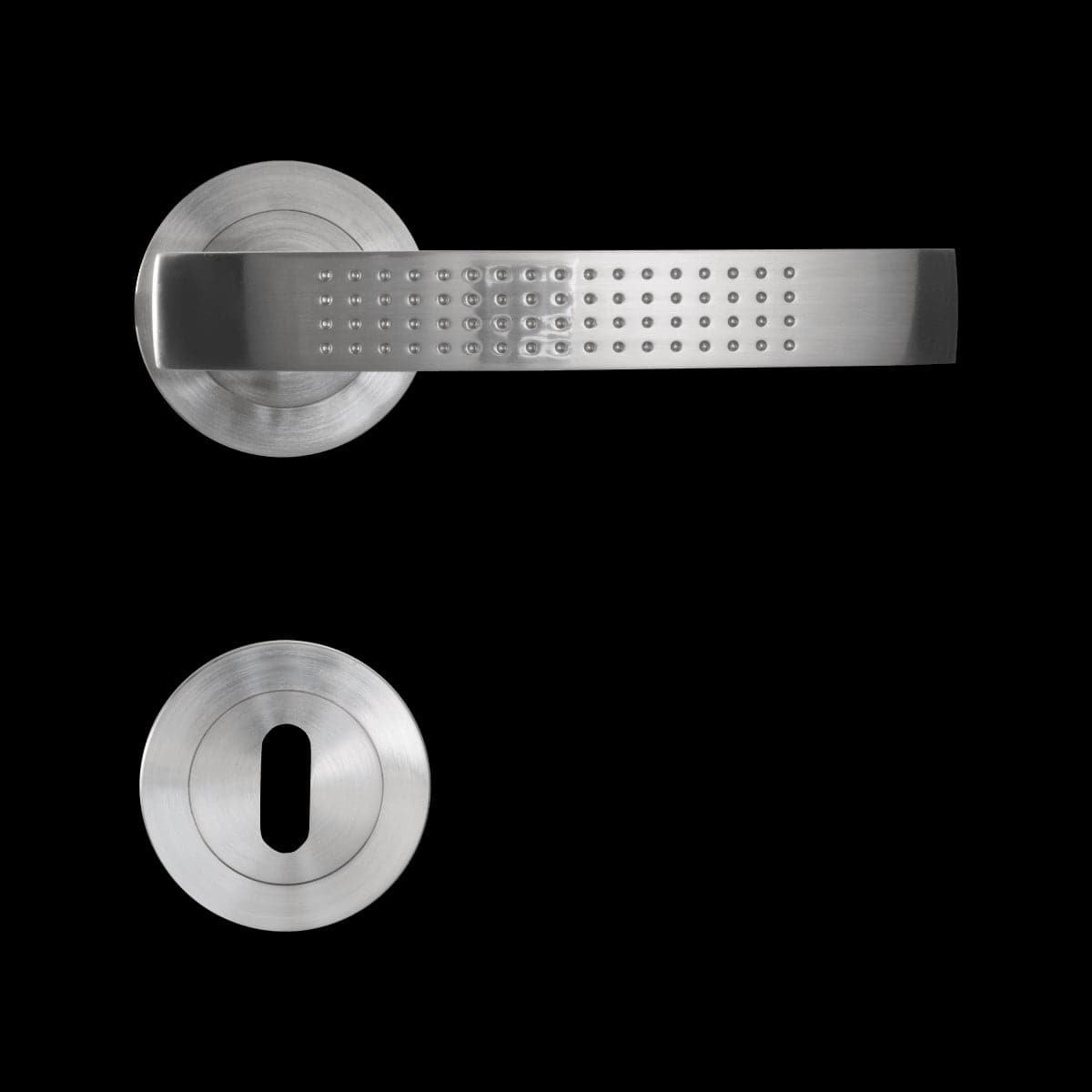 LOUNA DOOR HANDLE WITH SATIN NICKEL FINISH ALUMINIUM ESCUTCHEON AND SPOUT - best price from Maltashopper.com BR410004361