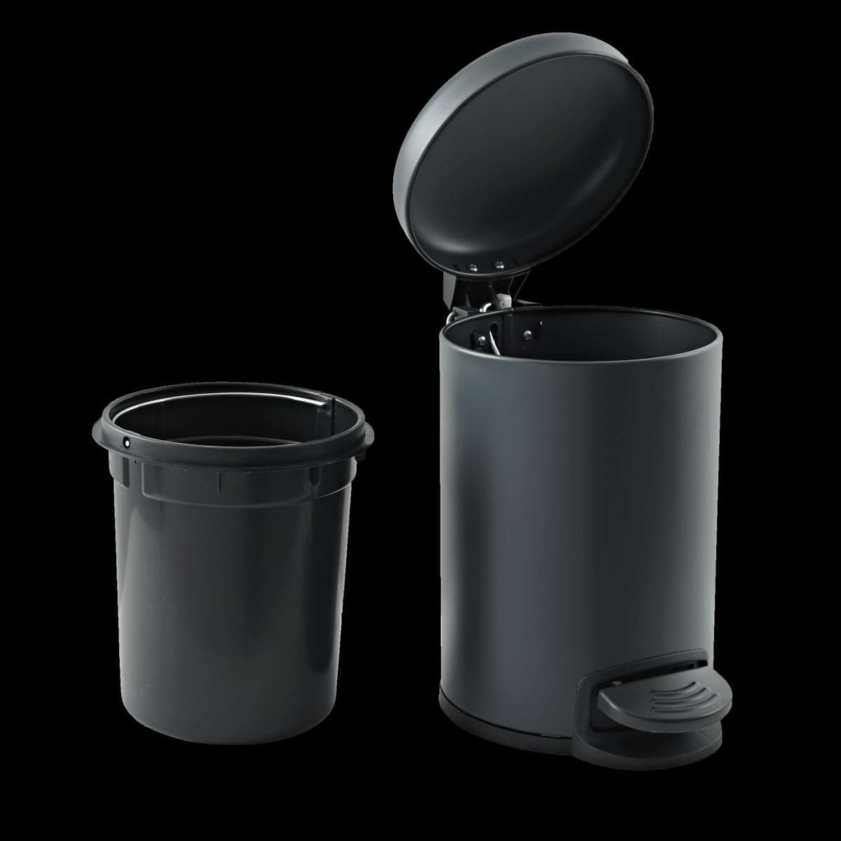 METAL DUSTBIN GREY SILVER 3LT WITH PEDAL