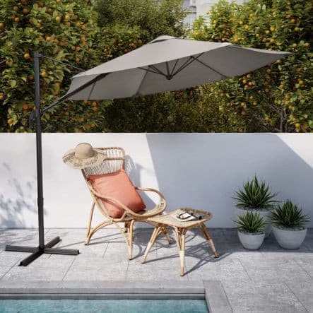 AVEA NATERIAL - Steel and aluminum umbrella with gray polyester tarpaulin D 2.9 M