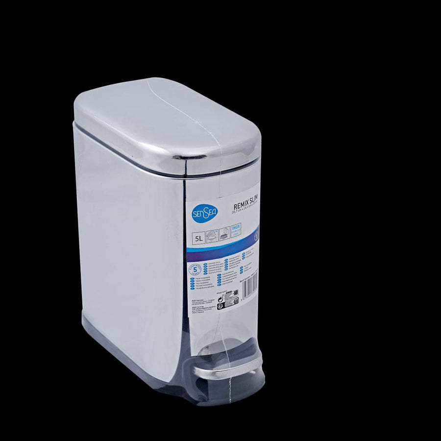 Bricocenter POLISHED SILVER METAL DUSTBIN INTERNAL BUCKET AND PEDAL SLIM CM.7X20X65