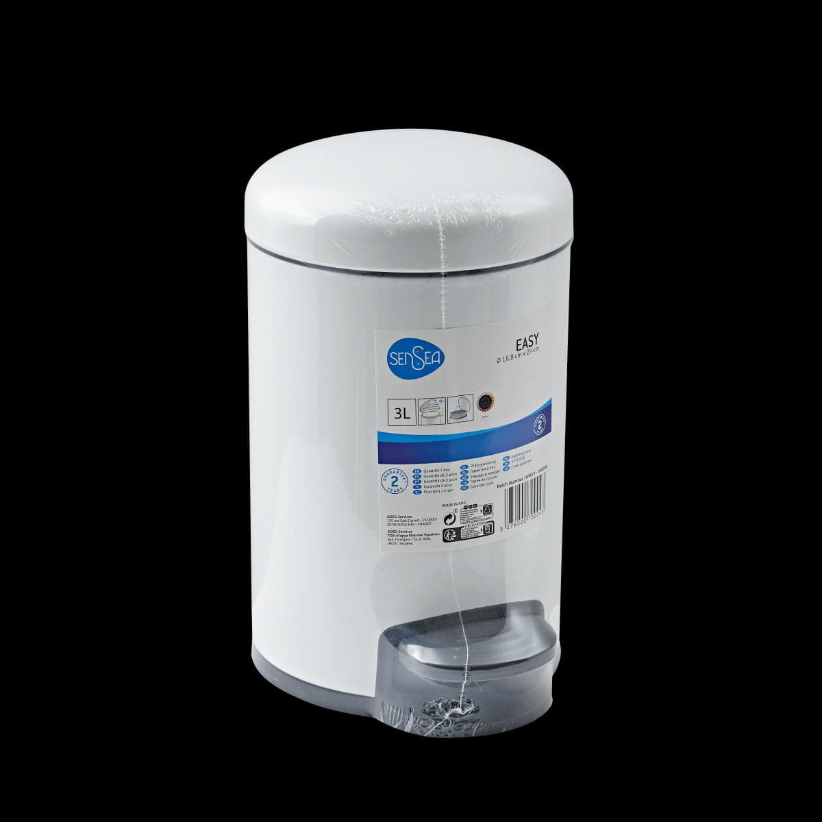 3LT WHITE METAL DUSTBIN WITH PEDAL