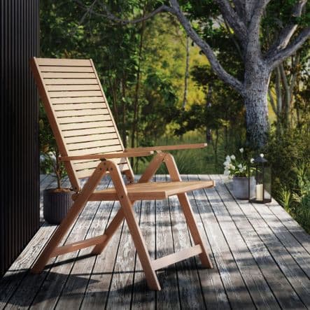 Bricocenter BRICOCENTER - SOLARIS NATERIAL - Foldable armchair with Armrests - Acacia wood - 59x75xh109.5