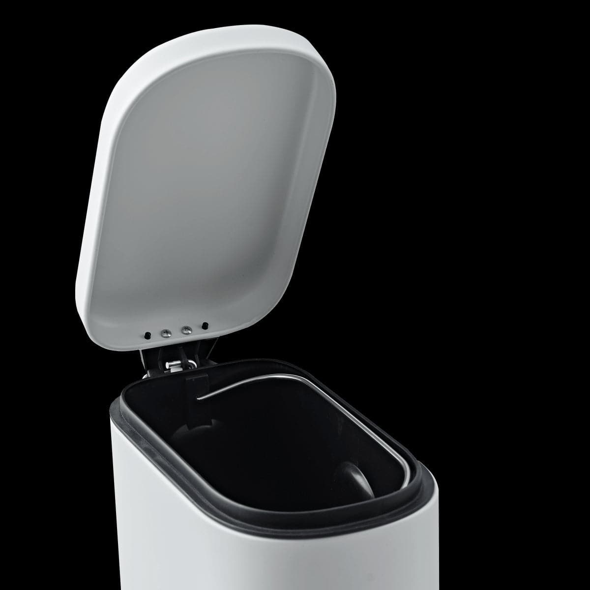 METAL DUSTBIN MATT WHITE INTERNAL BUCKET AND PEDAL SLIM CM.7X20X65