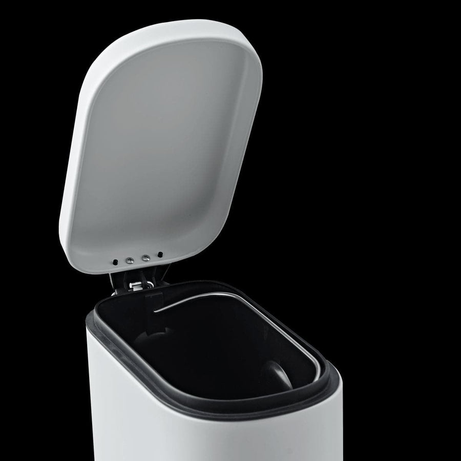 METAL DUSTBIN MATT WHITE INTERNAL BUCKET AND PEDAL SLIM CM.7X20X65