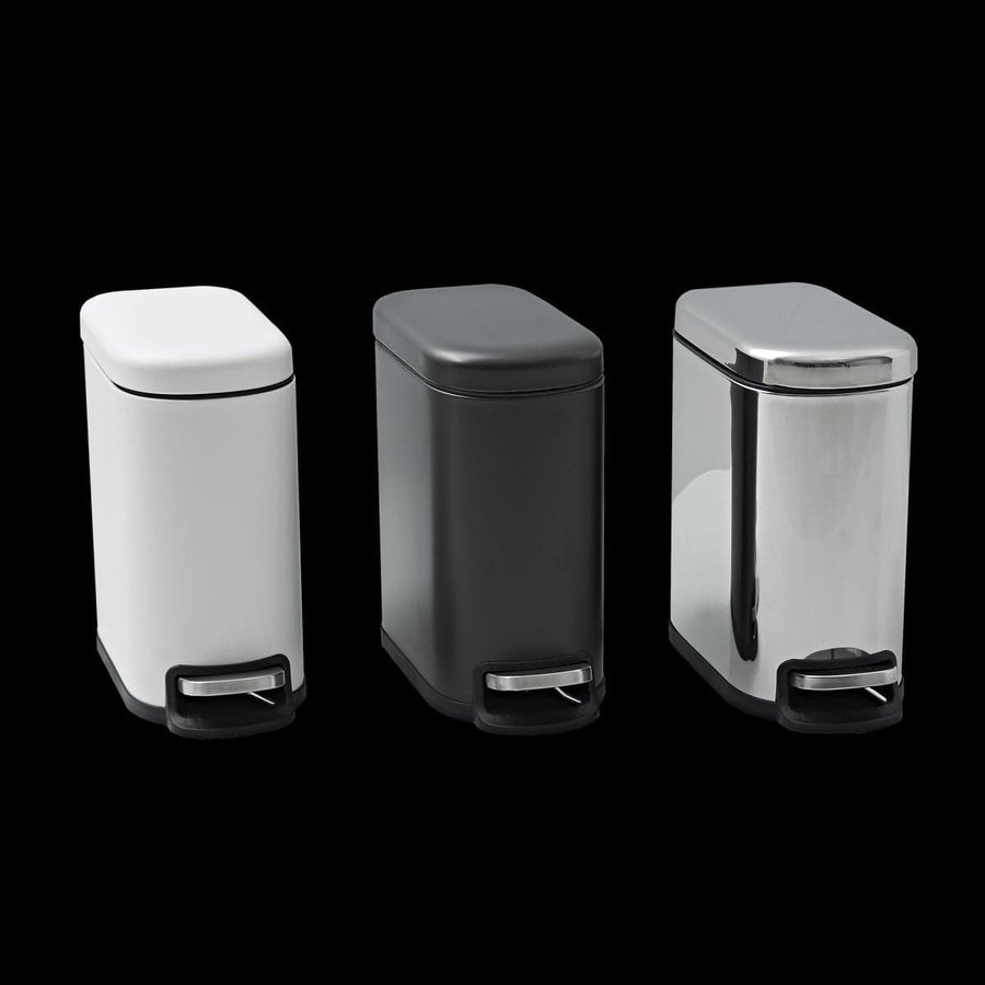 Bricocenter METAL DUSTBIN MATT WHITE INTERNAL BUCKET AND PEDAL SLIM CM.7X20X65