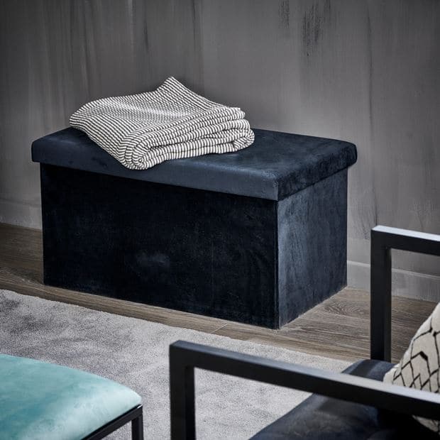 Casa STOKADO Black storage bench H 38 x W 38 x L 70 cm