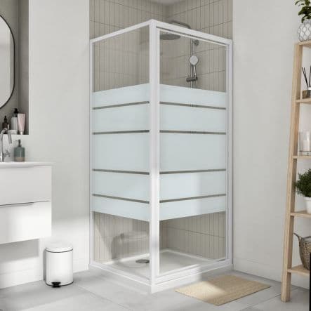 HINGED DOOR ESSENTIAL SENSEA W 90 H 185 CM SCREEN-PRINTED GLASS 4 MM WHITE - best price from Maltashopper.com BR430006821