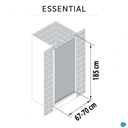 ESSENTIAL SENSEA HINGED DOOR W 70 H 185 CM SCREEN-PRINTED GLASS 4 MM WHITE - Premium Shower Doors and Fixed Sides from Bricocenter - Just €148.99! Shop now at Maltashopper.com