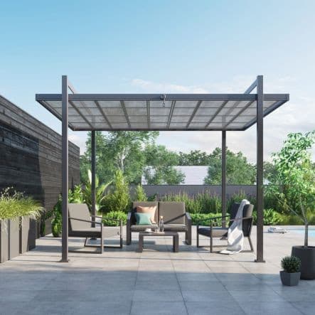 Bricocenter ELYSIA NAZALIAL - aluminium pergola textile anthracite cover 3.1X3.5 M