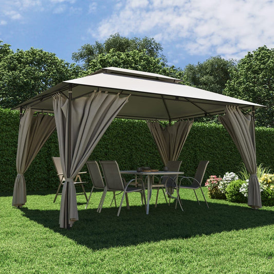 GAZEBO OXIS NATERIAL STEEL AND POLYESTER TARPAULIN DOVE GREY 3X4 M - best price from Maltashopper.com BR500006731