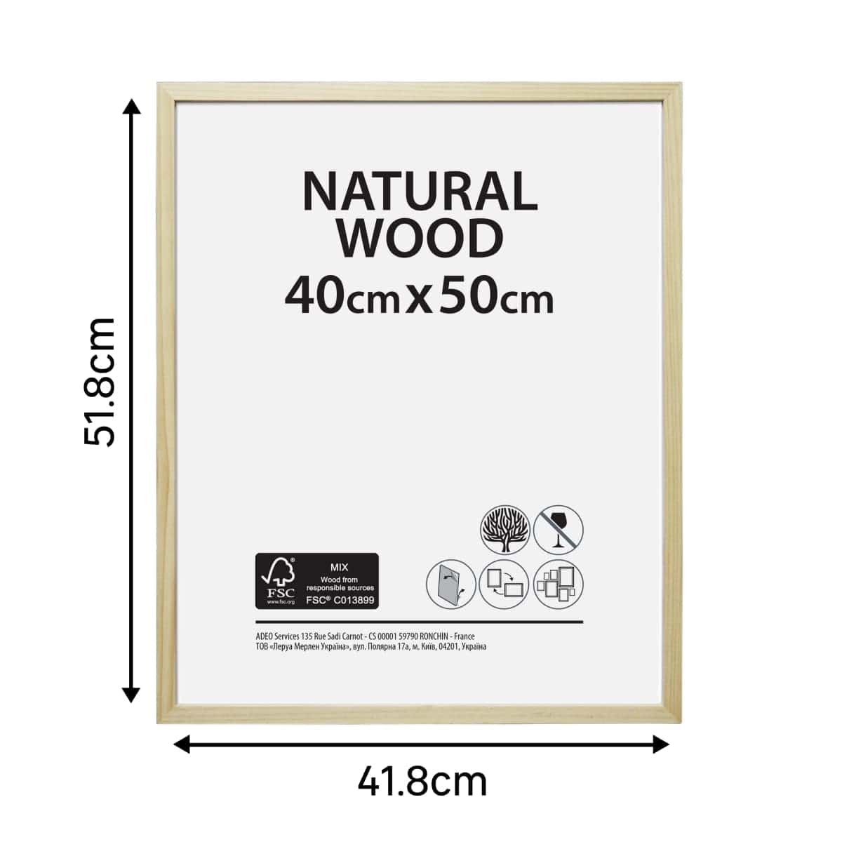 Bricocenter RAW FRAME 40X50 CM NATURAL WOOD