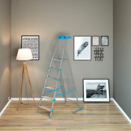 ATLANTIC LADDER 6 EXTRA WIDE STEPS 12 CM,ALUMINIUM FRAME 40X24 MM - best price from Maltashopper.com BR450001348