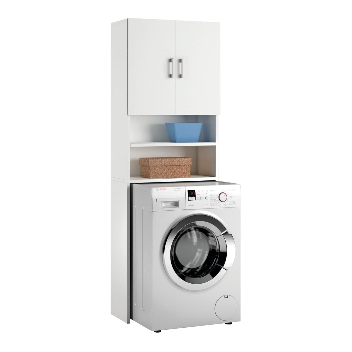 WASHING MACHINE CABINET WITH 2 SIDES AND 2 DOORS W65xD32x195H WHITE
