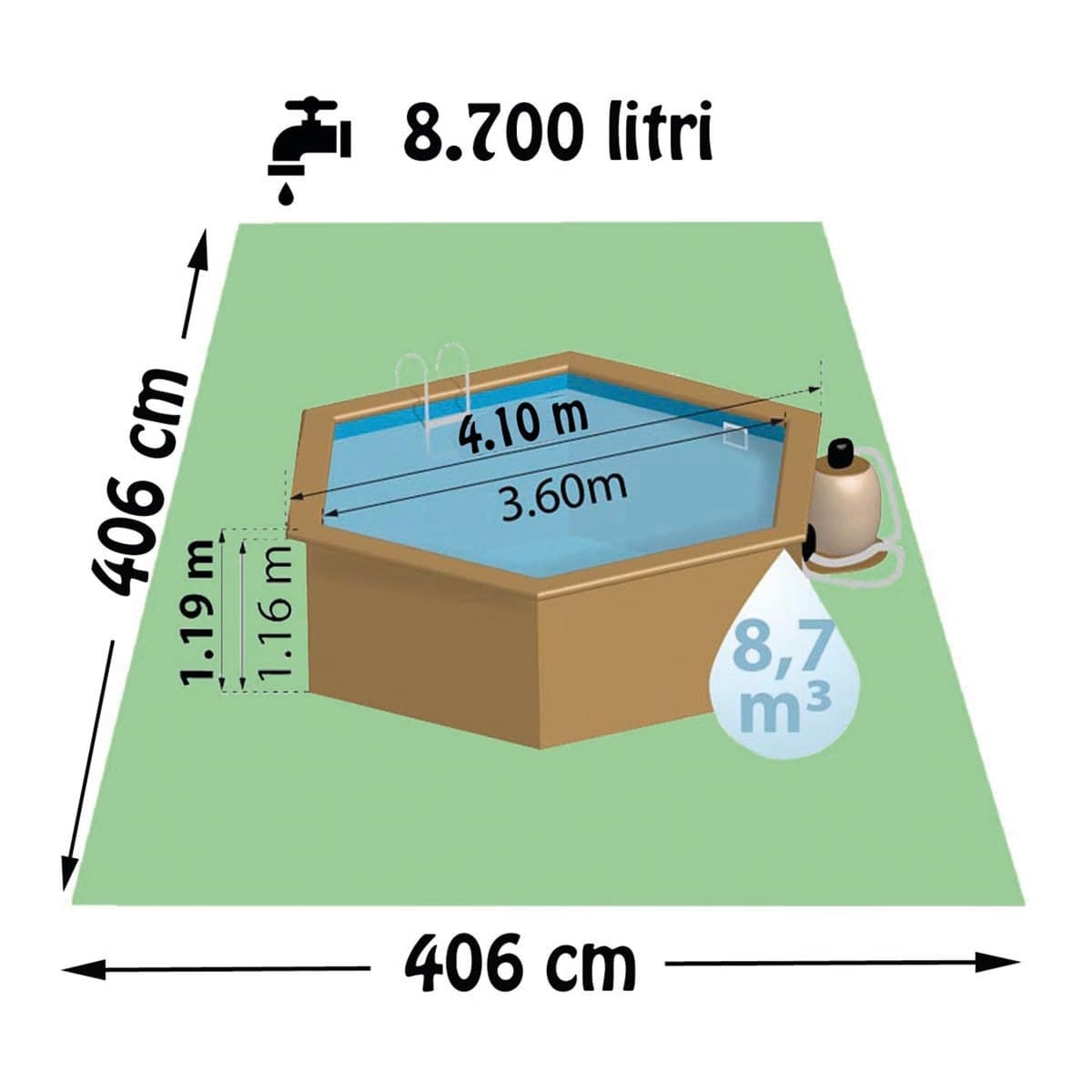 VANILLE 2 POOL IN WOOD ROUND SAND FILTER CONE EXTERNAL DIMENSIONS D.400 H.119 - best price from Maltashopper.com BR500011631