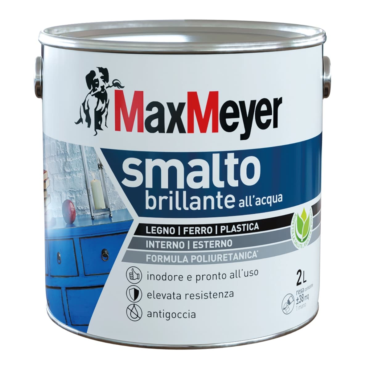 Bricocenter BRILLIANT WHITE POLYURETHANE WATERBORNE ENAMEL 2 L