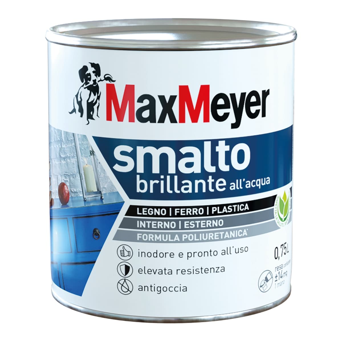 HIGH-GLOSS BROWN POLYURETHANE WATER-BASED ENAMEL 750 ML - best price from Maltashopper.com BR470004504