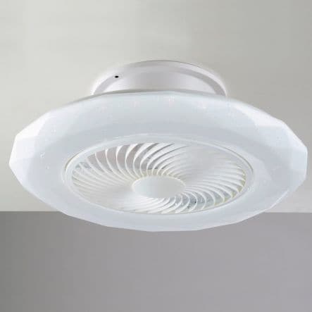 CEILING LIGHT WITH FAN SKYRON ACRYLIC WHITE D60 LED 40W CCT SMART - best price from Maltashopper.com BR420006044