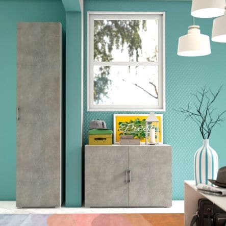 MULTIPURPOSE WHITE CM 195X45X45 1 DOOR CONCRETE 4 ADJUSTABLE SHELVES - best price from Maltashopper.com BR440002025