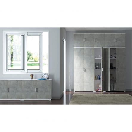 MODULAR WARDROBE IN KIT W90 D45 H195 WHITE CEMENT DOORS - best price from Maltashopper.com BR440002023