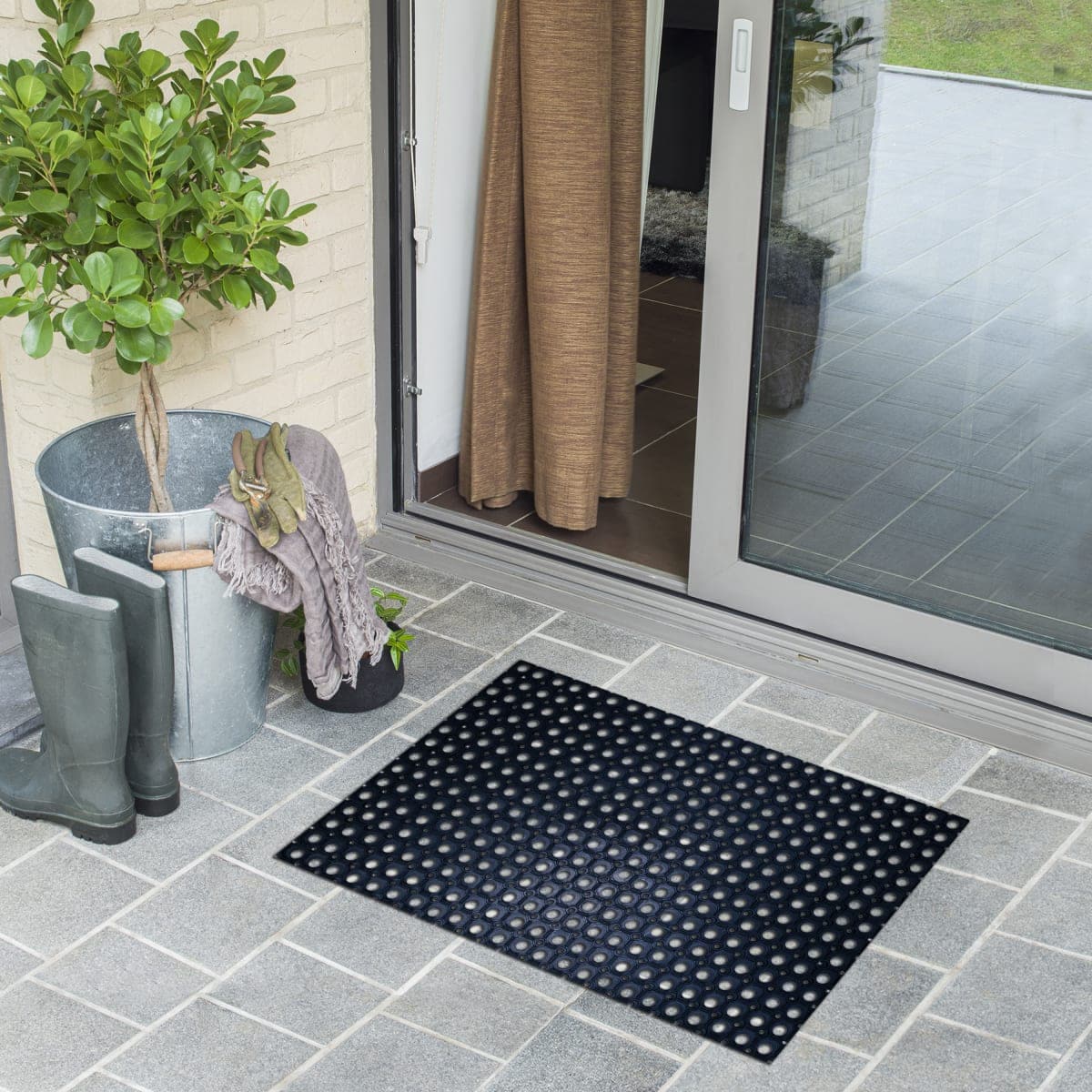 DOORMAT FLAVIO RUBBER BLACK 50X100 CM - best price from Maltashopper.com BR480008370