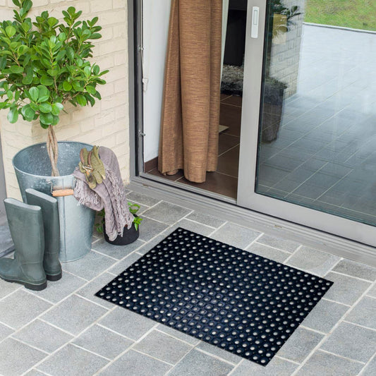 DOORMAT FLAVIO RUBBER BLACK 50X100 CM - best price from Maltashopper.com BR480008370