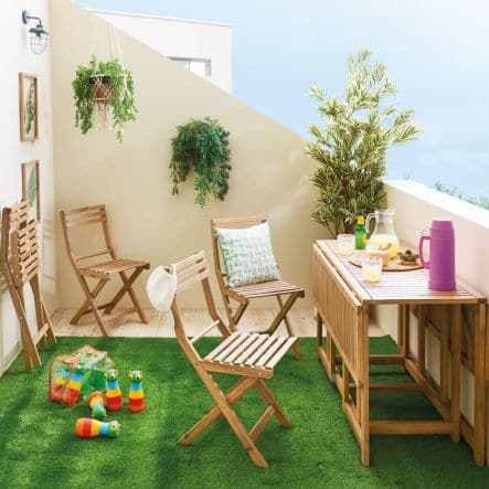 Bricocenter BALCONY SET NATERIAL SOLIS Table with 4 chairs
