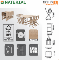 BALCONY SET NATERIAL SOLIS Table with 4 chairs - best price from Maltashopper.com BR500012598