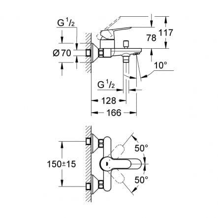 BATHTUB MIXER START CLOVA GROHE CHROME