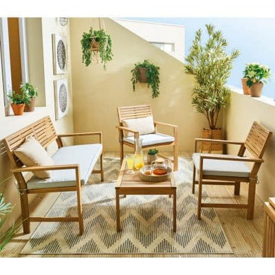 SOLIS NAZERAL - Coffee Set - seats 4 - Wood Acacia with cushions - best price from Maltashopper.com BR500011205