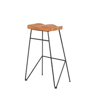 TEAK Black bar stool, natural H 75 x W 40 x D 30 cm - best price from Maltashopper.com CS643461