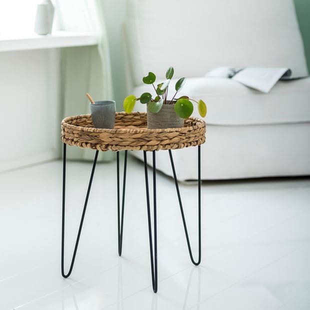 AKELA Coffee table black, natural H 44 cm - Ø 40 cm - best price from Maltashopper.com CS626213