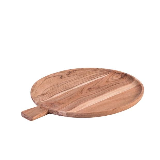 ACACIA CHIC Plate with natural handle H 1,5 x W 36 cm - Ø 30 cm - best price from Maltashopper.com CS655795
