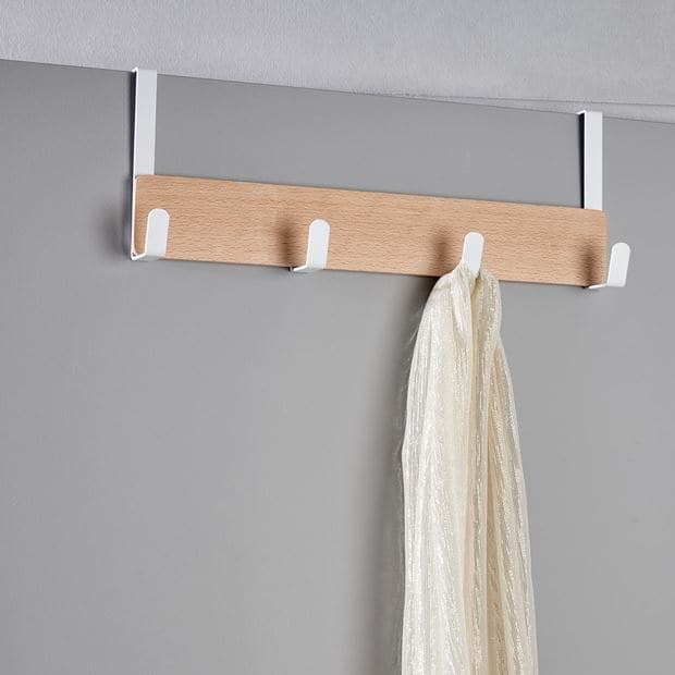 SHIRO Door hanger with 4 hooks white, natural H 15 x W 38 x D 10 cm