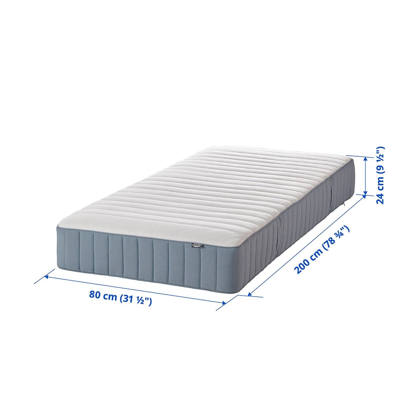 VALEVÅG Pocket sprung mattress firm/light blue 80x200 cm , 80x200 cm - best price from Maltashopper.com 40450703