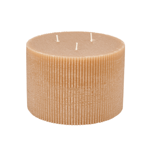 RUSTIC Ocher wavy candle H 10 cm - Ø 15 cm - best price from Maltashopper.com CS677362