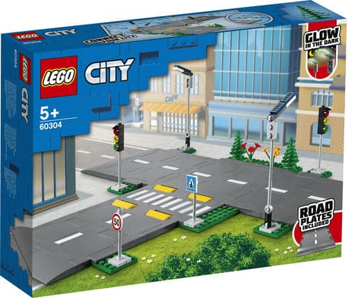 LEGO City Road Plates - Building Toy Set, Featuring Traffic Lights, Trees, Glow in The Dark Bricks, Combine City Series Sets
