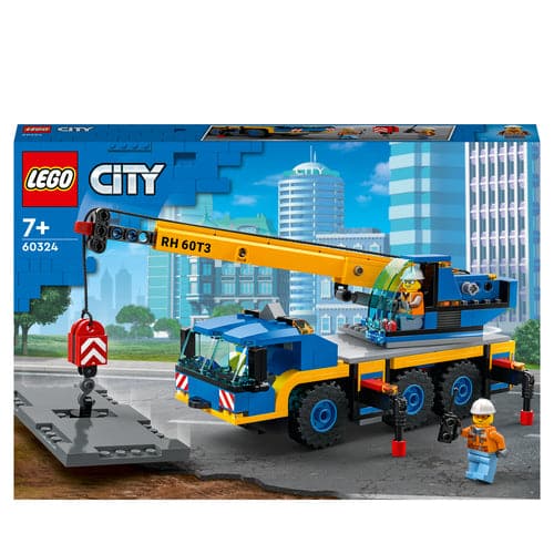 LEGO City Great Vehicles Mobile Crane Truck Toy Building Set Featuring 2 Minifigures with Tool Toys Kit and Road Plate - best price from Maltashopper.com 60324