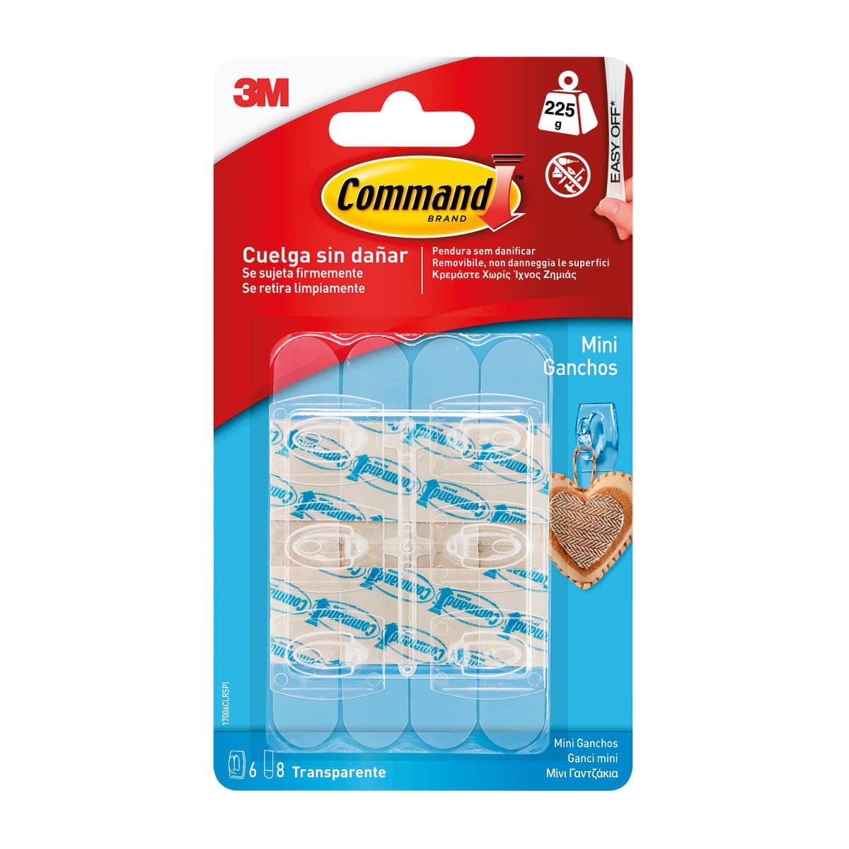 6 ADHESIVE TRANSPARENT COMMAND HOOKS FOR KEYS - best price from Maltashopper.com BR410007396