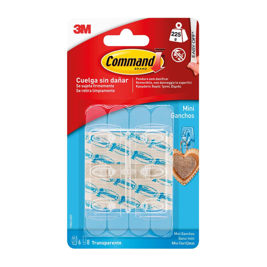 6 ADHESIVE TRANSPARENT COMMAND HOOKS FOR KEYS - best price from Maltashopper.com BR410007396