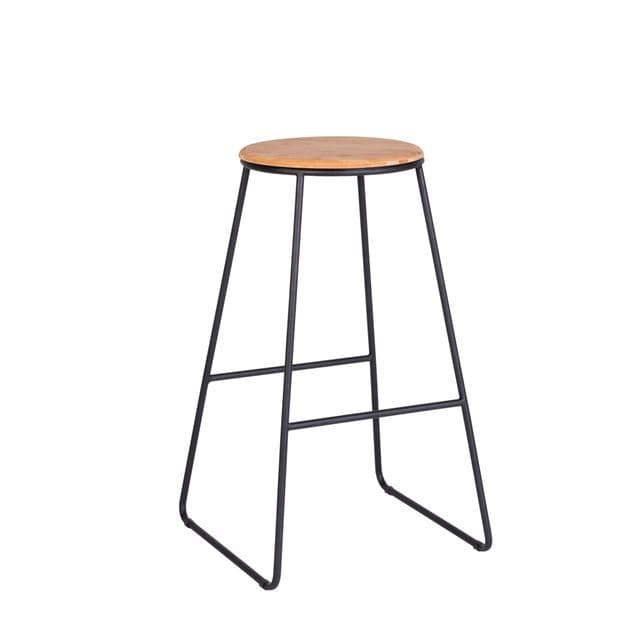 GIULIA Black bar stool, natural H 70 x W 42 cm - Ø 31 cm - best price from Maltashopper.com CS612409