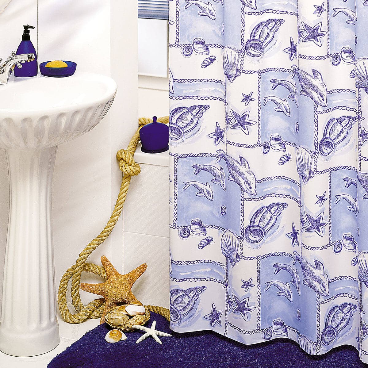 SHOWER CURTAIN OCEAN W 180 H 200 CM VINYL - best price from Maltashopper.com BR430000873