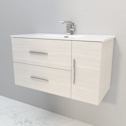 WHITE OAK MASTER BATHROOM CABINET CM100+WASHBASIN CM100 -2DRAWERS+1 DOOR - NO MIRROR - best price from Maltashopper.com BR430007417