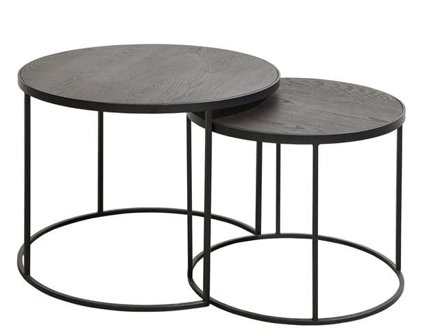 MEMPHIS Coffee tables set of 2 legs black H 45 cm - Ø 60 cm - best price from Maltashopper.com CS646730