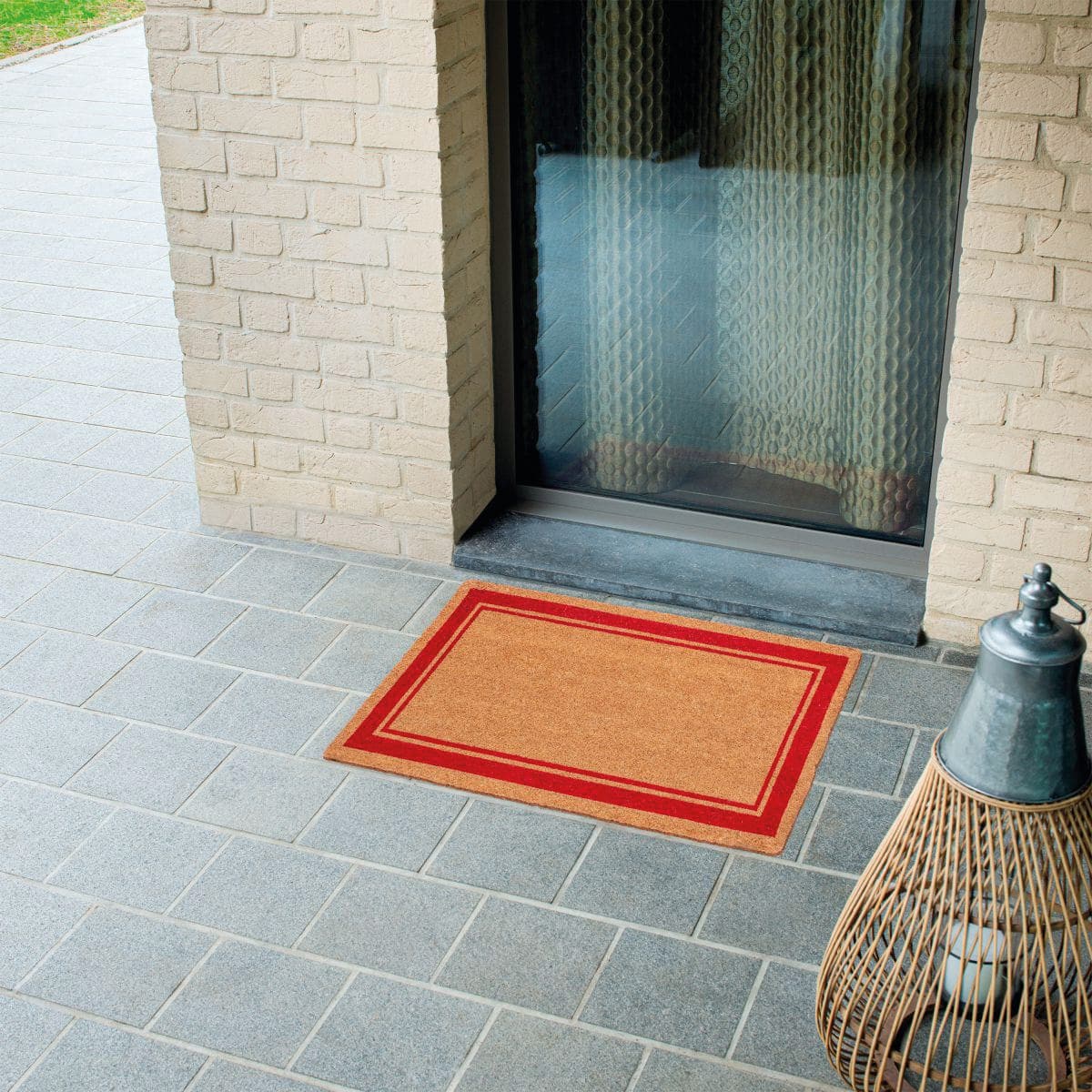 Bricocenter DAMIEN COCONUT DOORMAT WITH RED BORDER 40X70CM