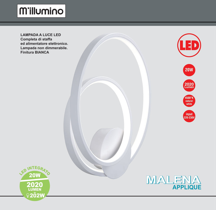 Bricocenter MALENA ALUMINIUM WALL LIGHT WHITE 26X26X8CM LED12W NATURAL LIGHT