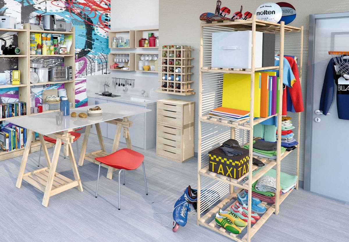 WOODEN SHELF L70XP30XH170CM 5 SHELVES Best Price at