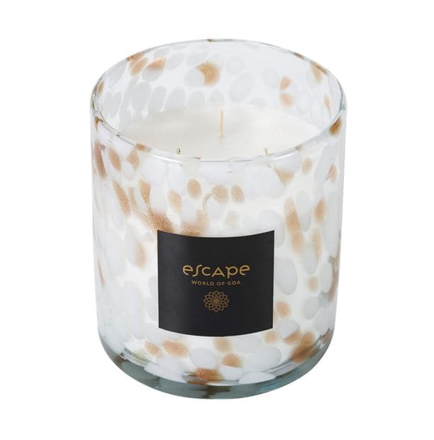 GOA Scented candle white, golden, multicolored H 13.5 cm - Ø 12 cm