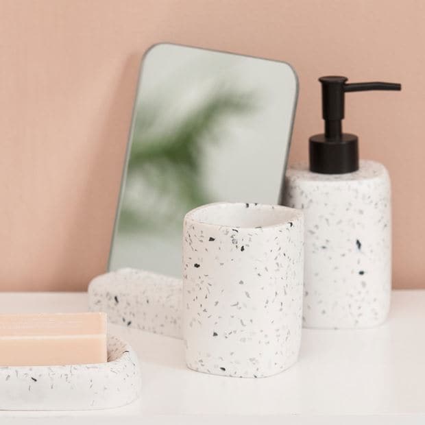 TERRAZZO White toothbrush holder H 9 x W 7 x D 7 cm - best price from Maltashopper.com CS602903